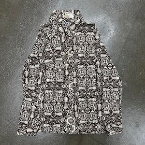 Vintage Queen Casuals Sheer Printed Size Small Button Up Blouse